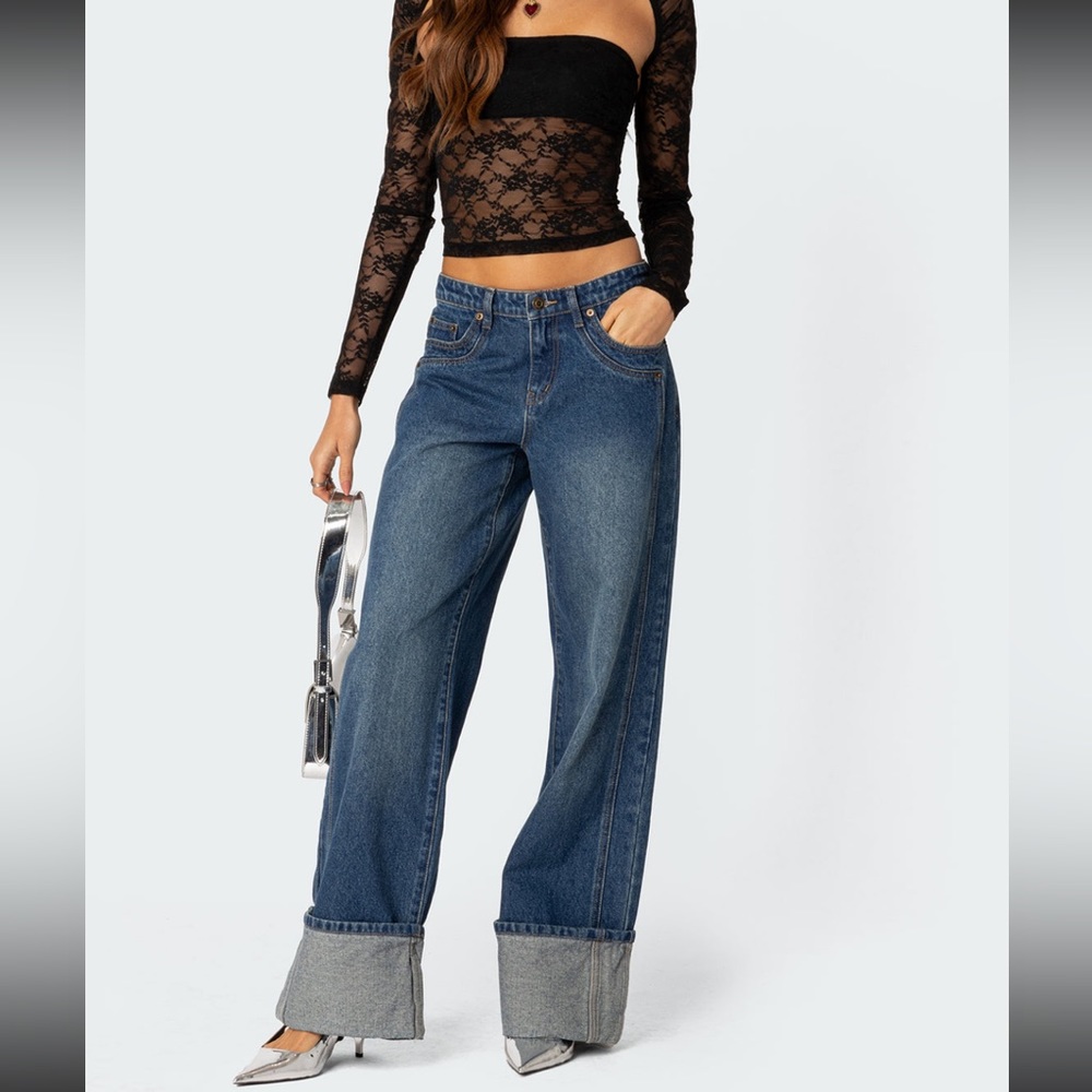 Edikted Cuffed Low Rise Jeans NWT